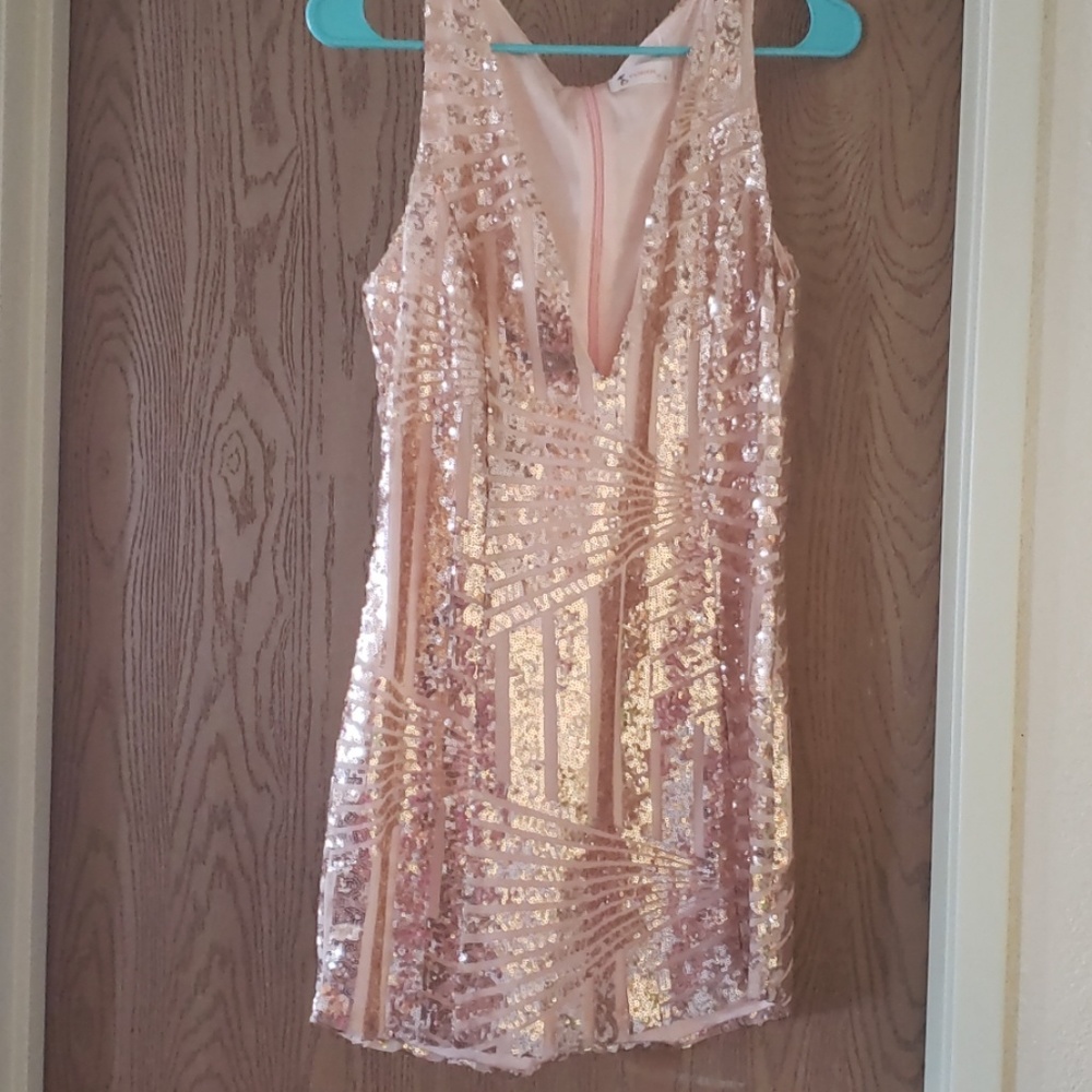 Rose Gold VNeck Dress